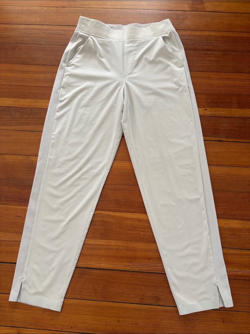 Beige Stretch Side-Strip Jogger Pants